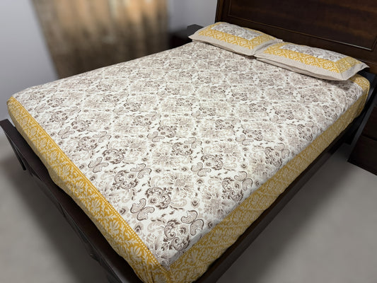 Jaipuri print with yellow border
